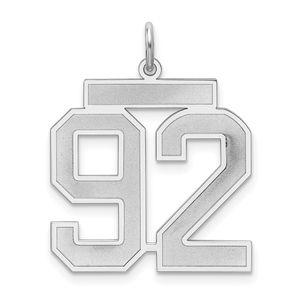 Sterling Silver/Rhodium-plated Satin Number 92 Charm